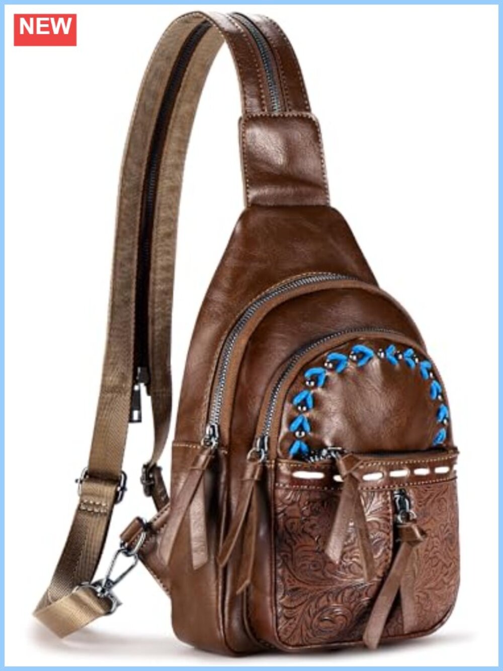 PU Leather Sling Bag Crossbody Fanny Pack Adjustable Strap Waterproof
